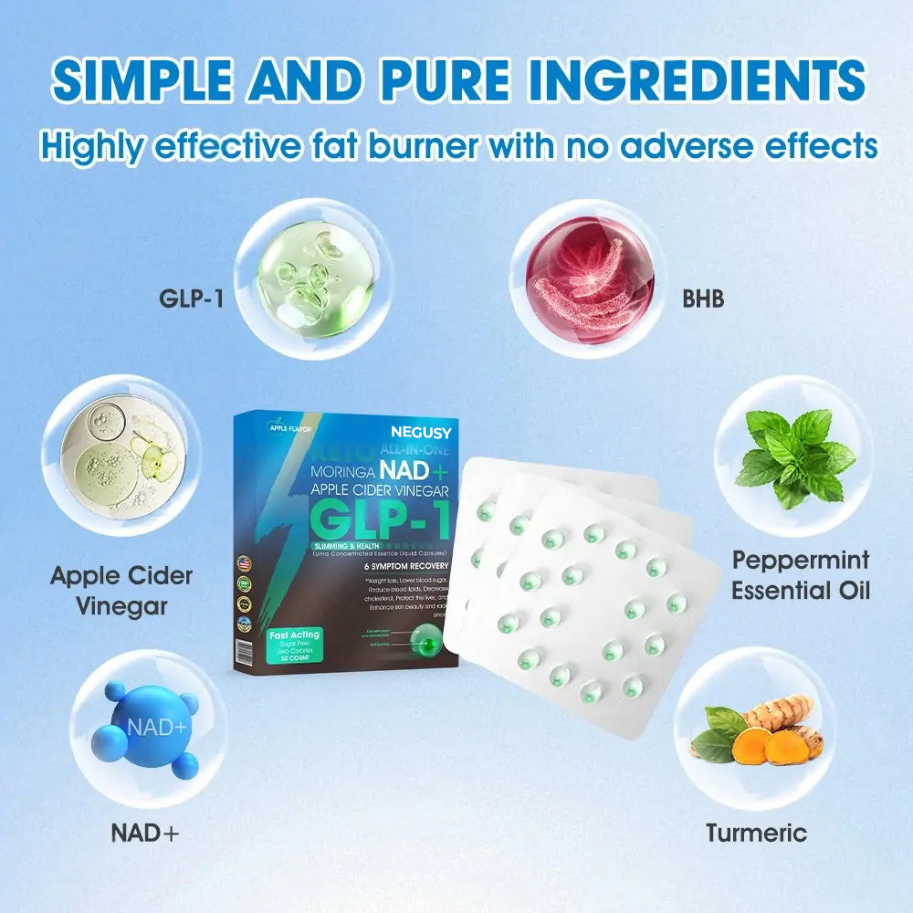 NEGUSY®GLP-1 Slimming & Health Ultra Concentrated Essence Liquid Pearls - NAD+ Moringa & ACV & Keto BHB