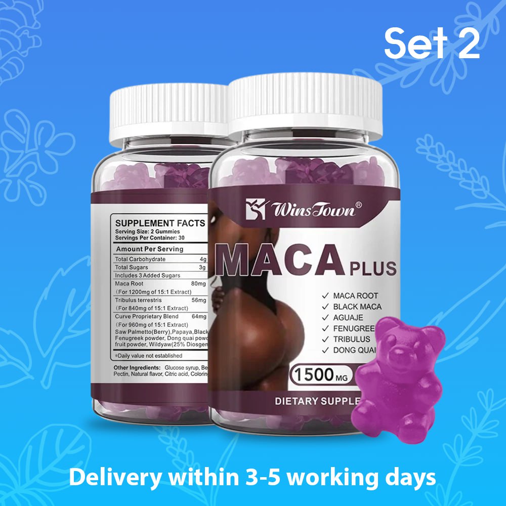 π Maca Plus Gummies (1500mg) | Dietary Supplement for Hips Enlargement, Butt Enhancement, and Hormonal Balance