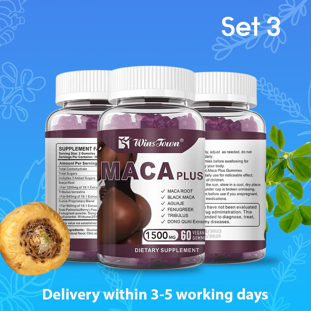 π Maca Plus Gummies (1500mg) | Dietary Supplement for Hips Enlargement, Butt Enhancement, and Hormonal Balance