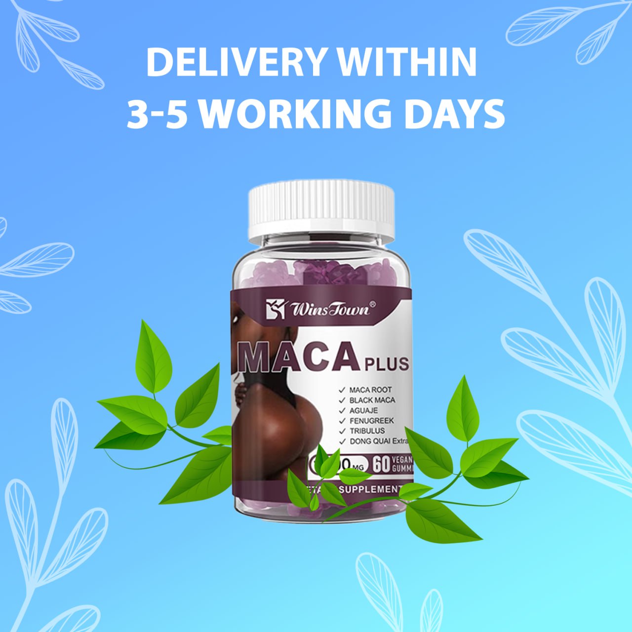 π Maca Plus Gummies (1500mg) | Dietary Supplement for Hips Enlargement, Butt Enhancement, and Hormonal Balance