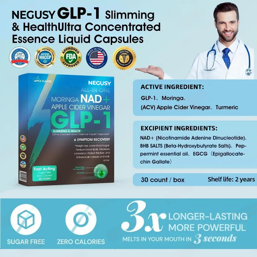 NEGUSY®GLP-1 Slimming & Health Ultra Concentrated Essence Liquid Pearls - NAD+ Moringa & ACV & Keto BHB