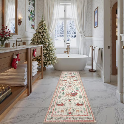 🎄🔥Soft Christmas Tree Santa Claus Carpet Runner🔥🎄